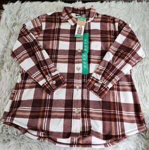 Eddie Bauer Women's Microfleece Brown and White Shirt - XL